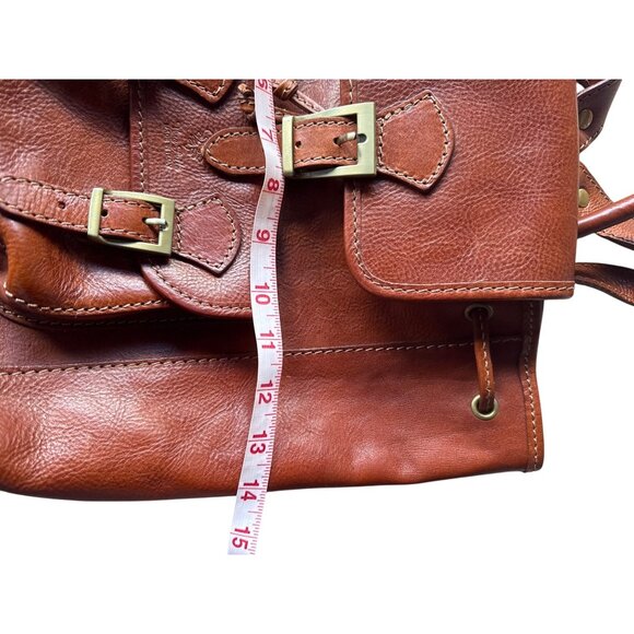 Vtg Vera Pelle Italian Leather Backpack Brown Cognac Made in Italy Bag Luxury - Picture 9 of 11